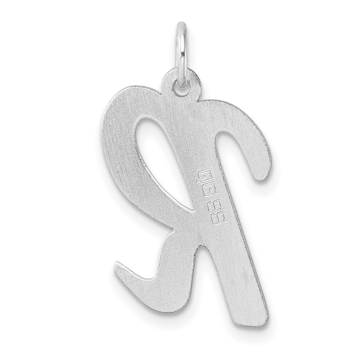 Sterling Silver Initial R Pendant, Script Letter Charm with Polished Finish for Women