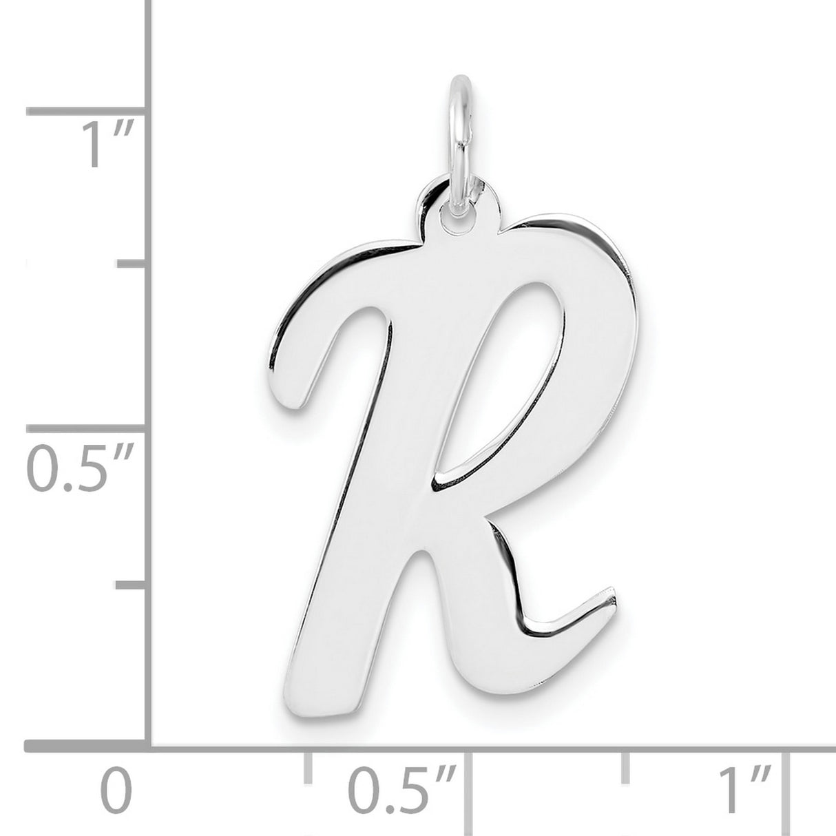 Sterling Silver Initial R Pendant, Script Letter Charm with Polished Finish for Women
