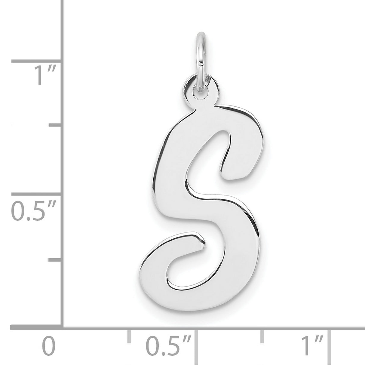 Sterling Silver Script Letter S Pendant Charm, Polished Initial Jewelry for Necklaces or Bracelets