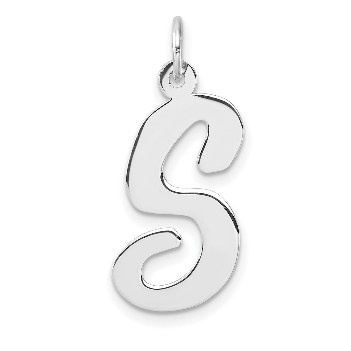 Sterling Silver Script Letter S Pendant Charm, Polished Initial Jewelry for Necklaces or Bracelets