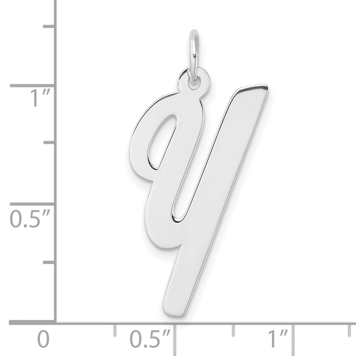 Sterling Silver Script Letter Y Pendant, Polished Initial Charm for Women or Unisex Wear