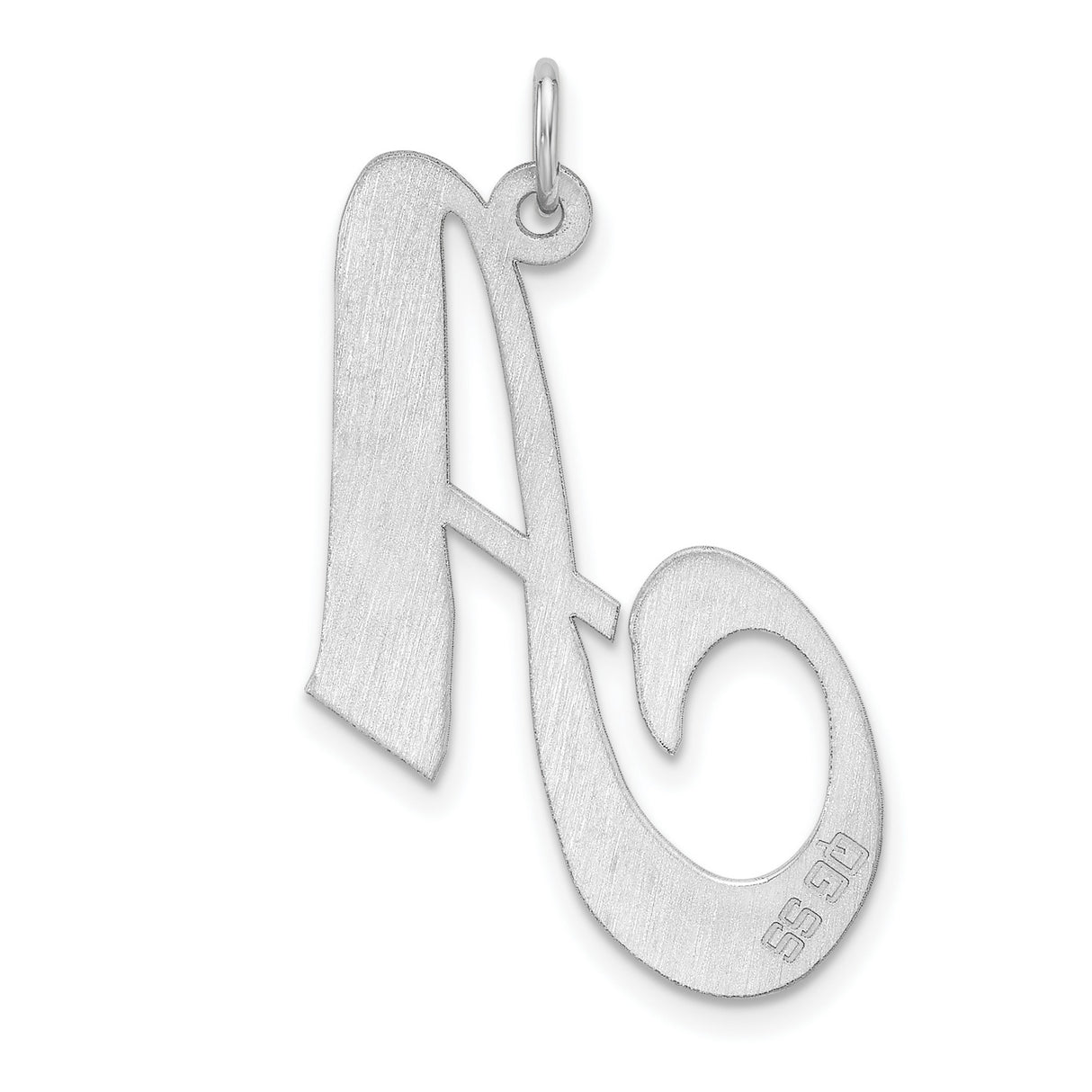 Sterling Silver Initial A Pendant, Polished Script Letter Charm for Women
