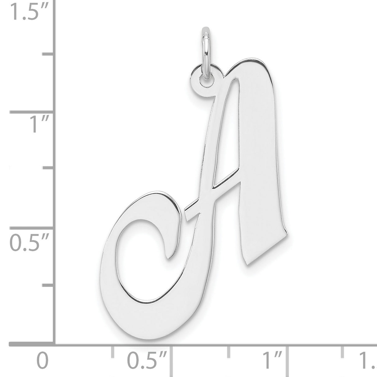 Sterling Silver Initial A Pendant, Polished Script Letter Charm for Women