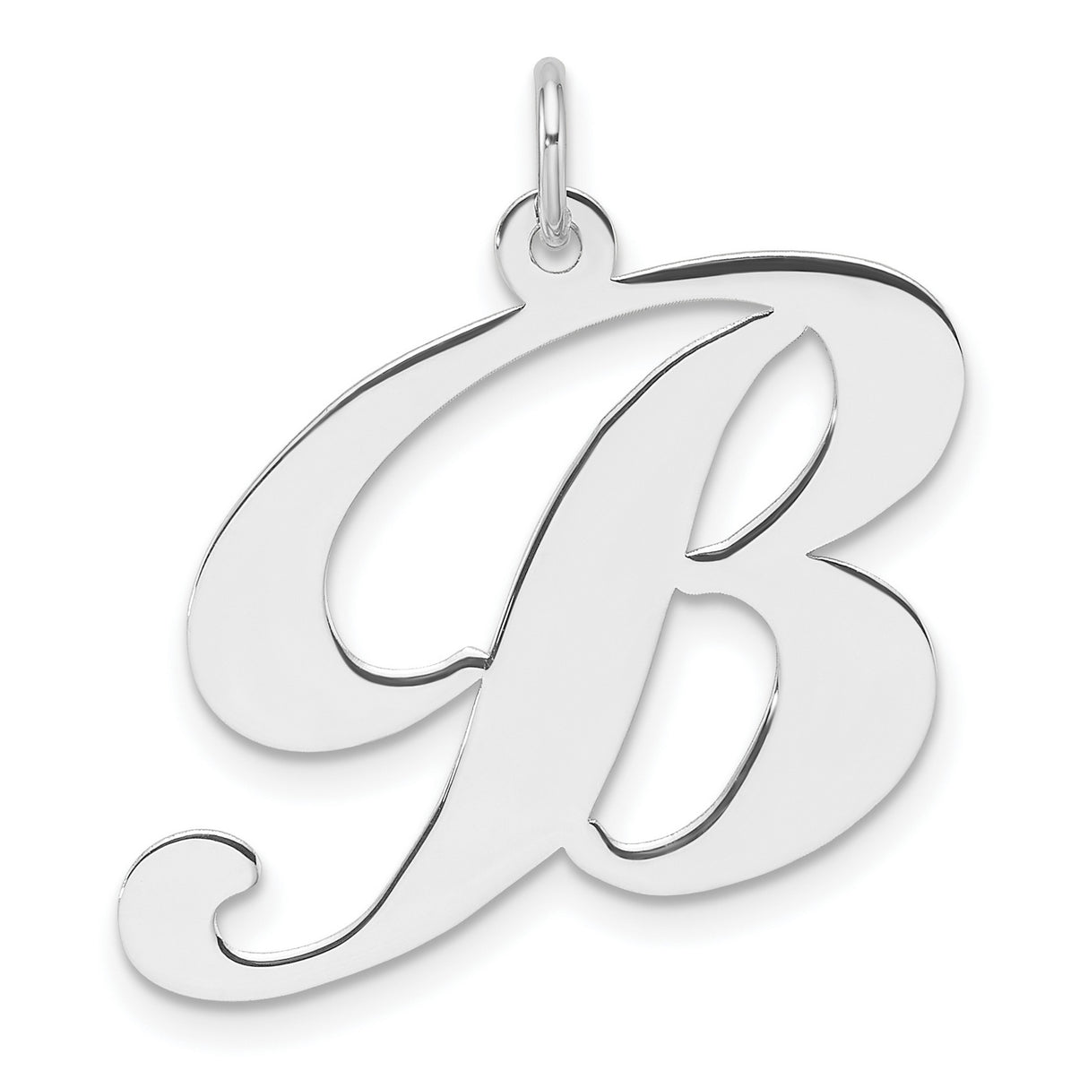 Sterling Silver Script Letter B Pendant, Cursive Initial Charm for Women