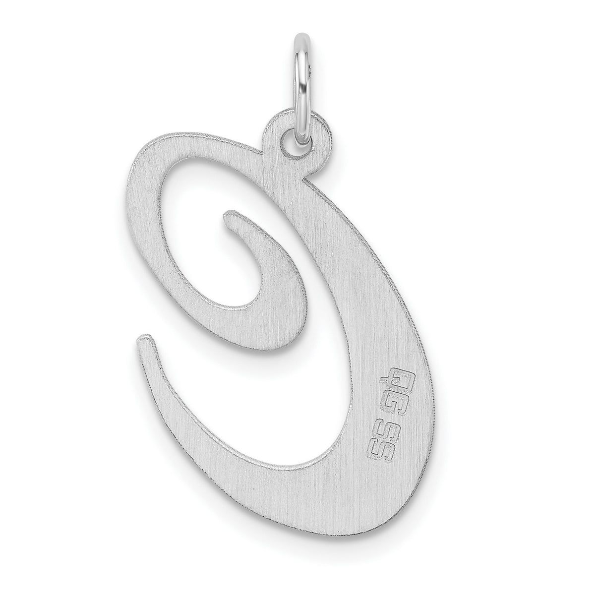 Sterling Silver Initial C Pendant, Polished Script Letter Charm for Necklace or Bracelet