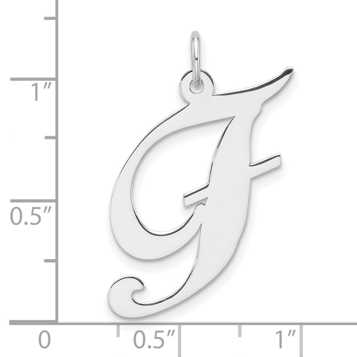 Sterling Silver F Pendant, Script Initial Charm with Polished Finish for Women