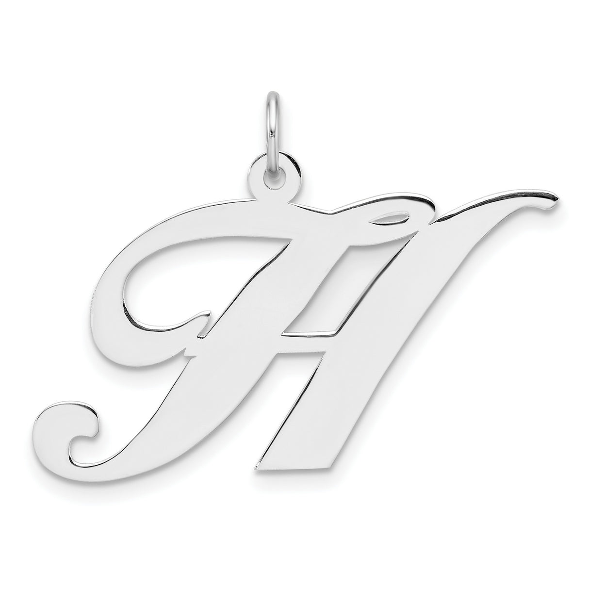 Sterling Silver Letter H Pendant, Script Initial Charm Necklace for Women