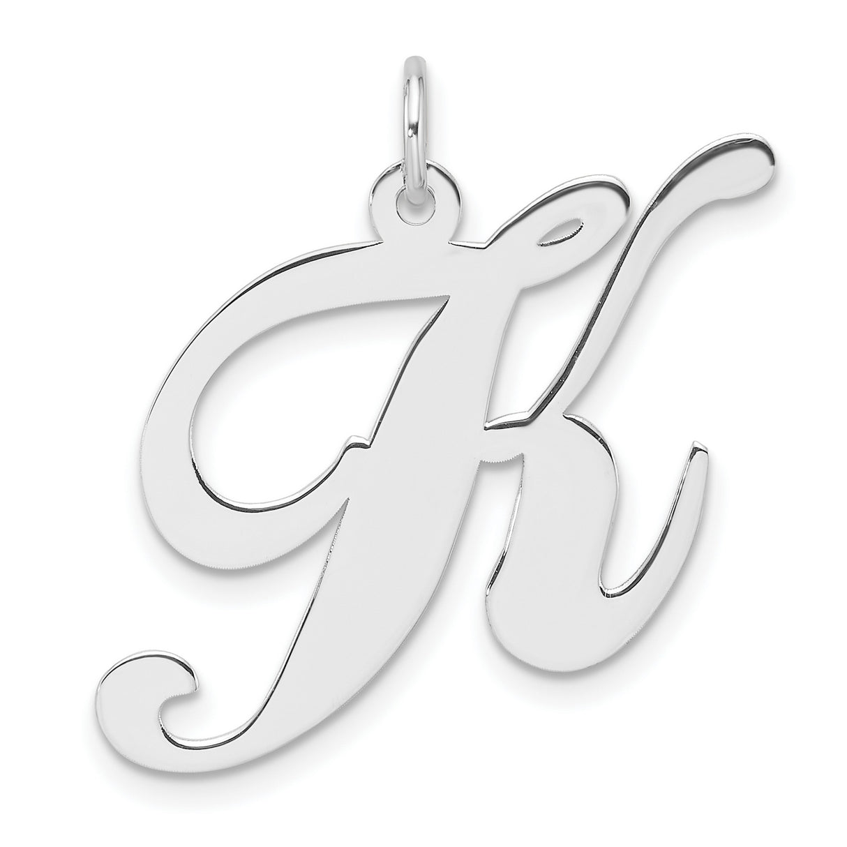 Sterling Silver Script Letter K Pendant, Cursive Initial Charm Jewelry for Women