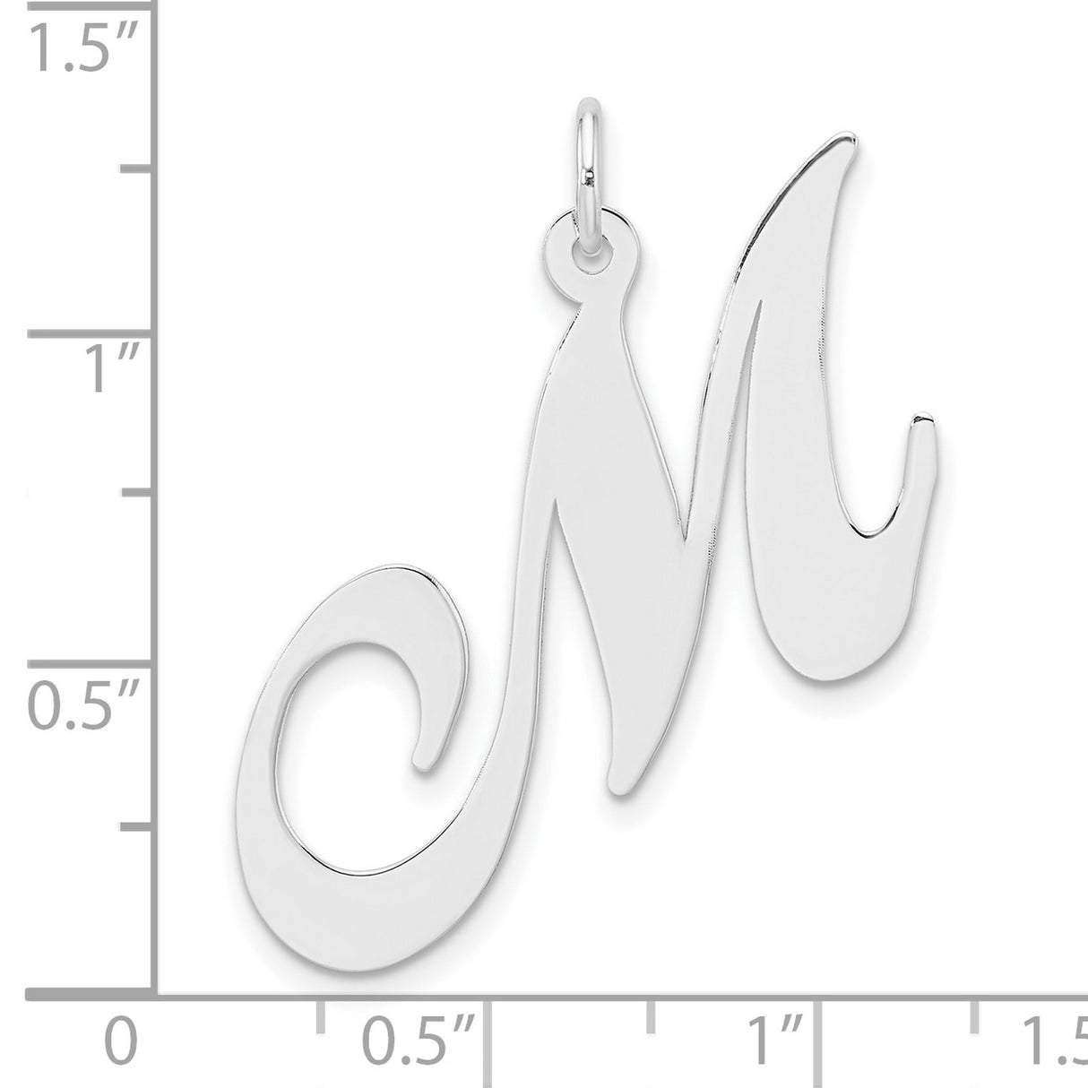 Sterling Silver M Pendant, Flowing Script Letter Charm, Dainty Alphabet Jewelry
