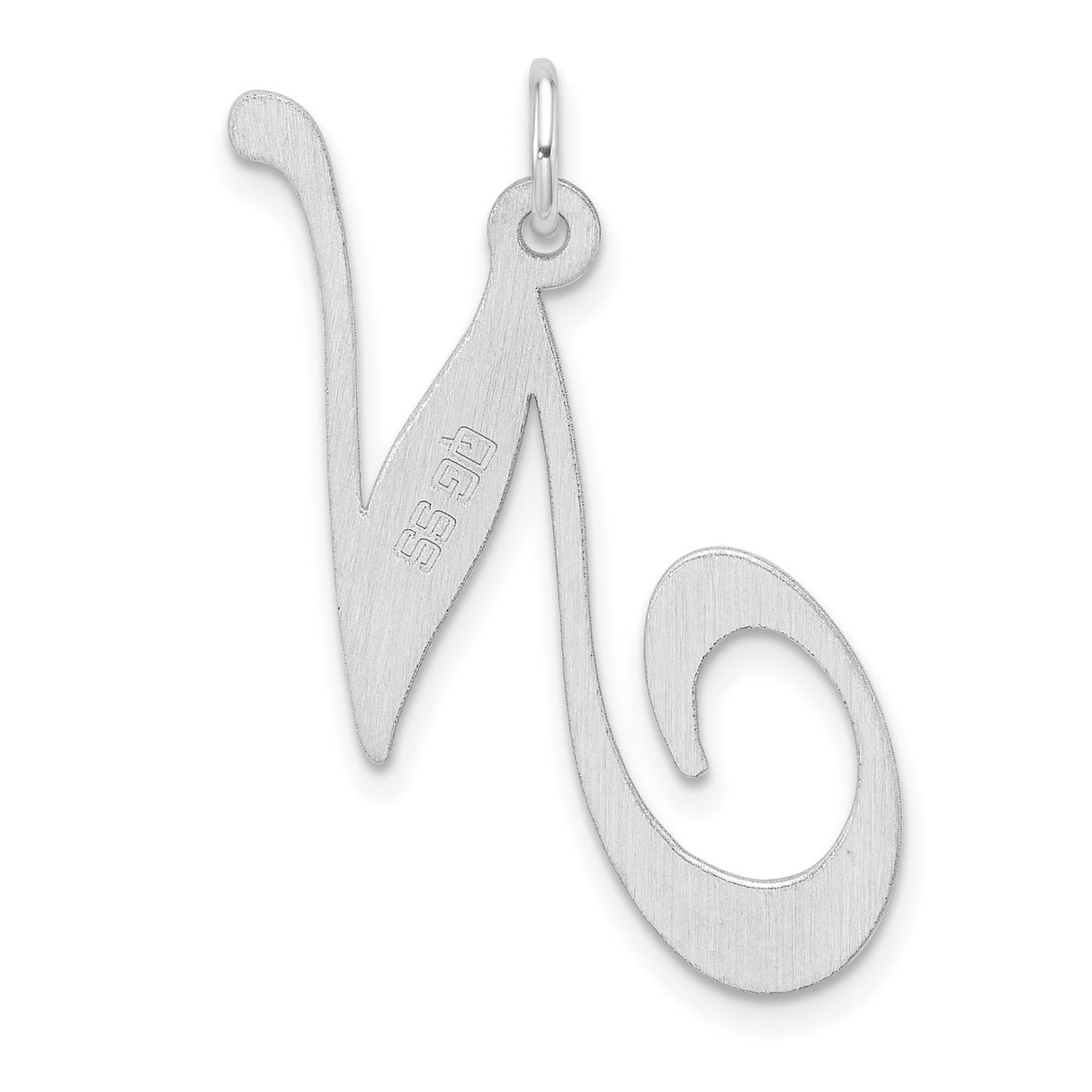 Sterling Silver Letter N Pendant Charm, Script Initial Monogram Jewelry for Women or Unisex Style