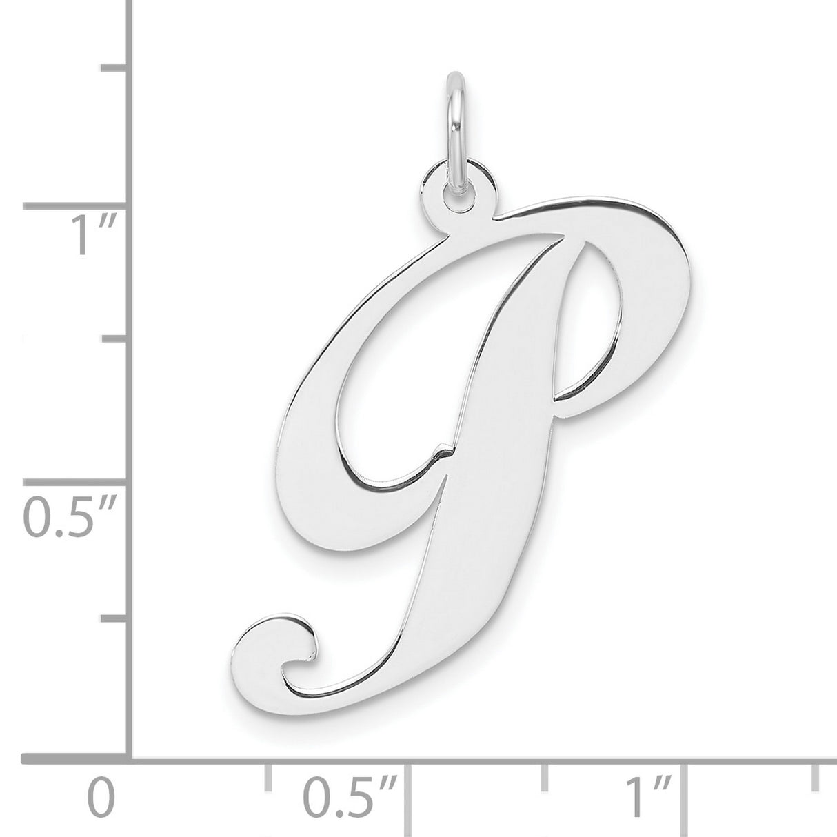 Sterling Silver Pendant, Script Initial P, Polished Cursive Letter Charm for Women