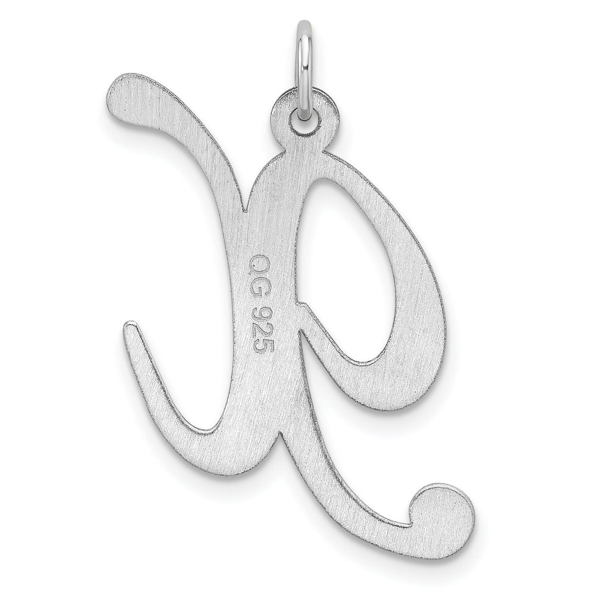 Sterling Silver Script Initial Pendant, Letter K Cursive Monogram Charm for Women
