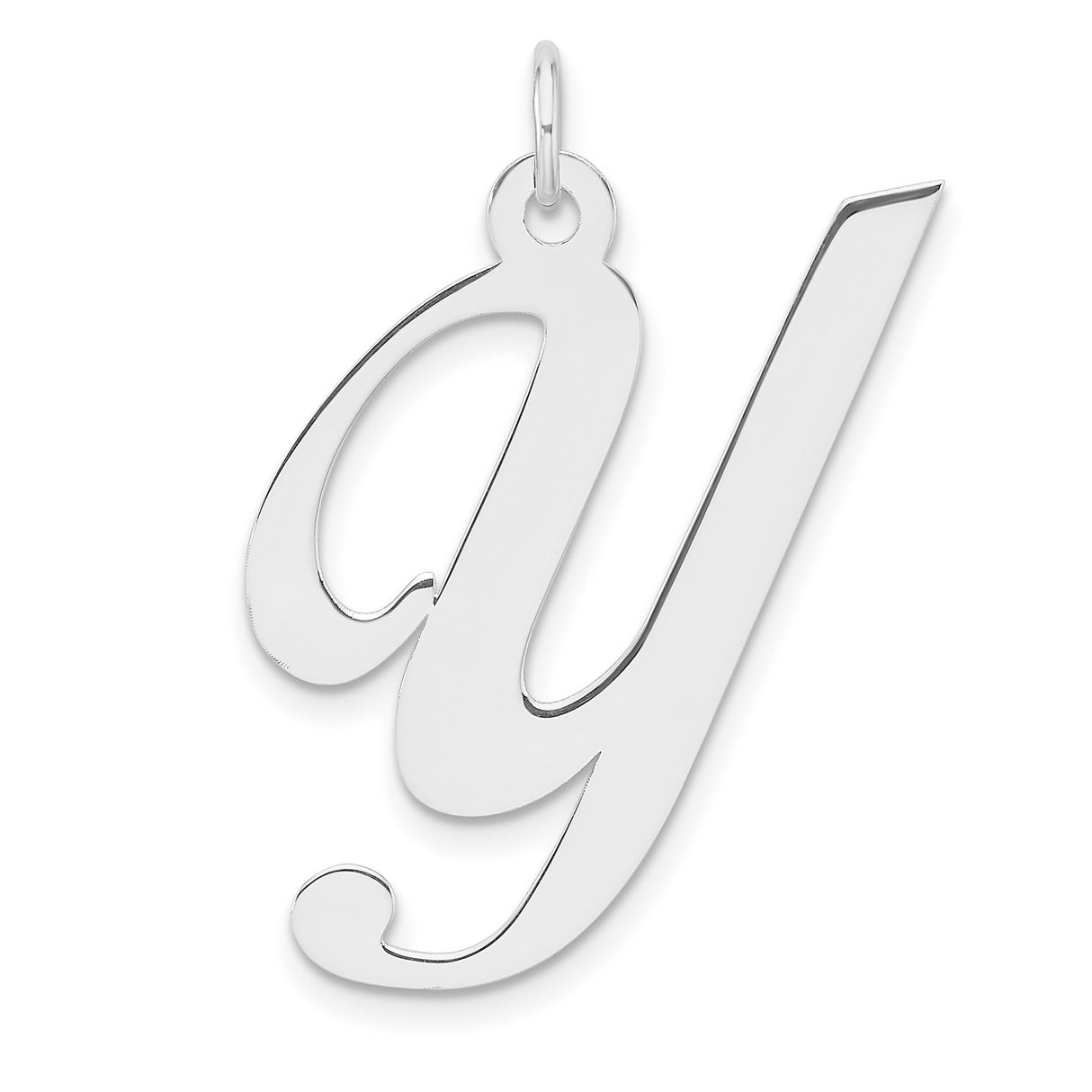 Sterling Silver Lowercase Y Initial Pendant, Script Font Monogram Charm for Women or Unisex Wear