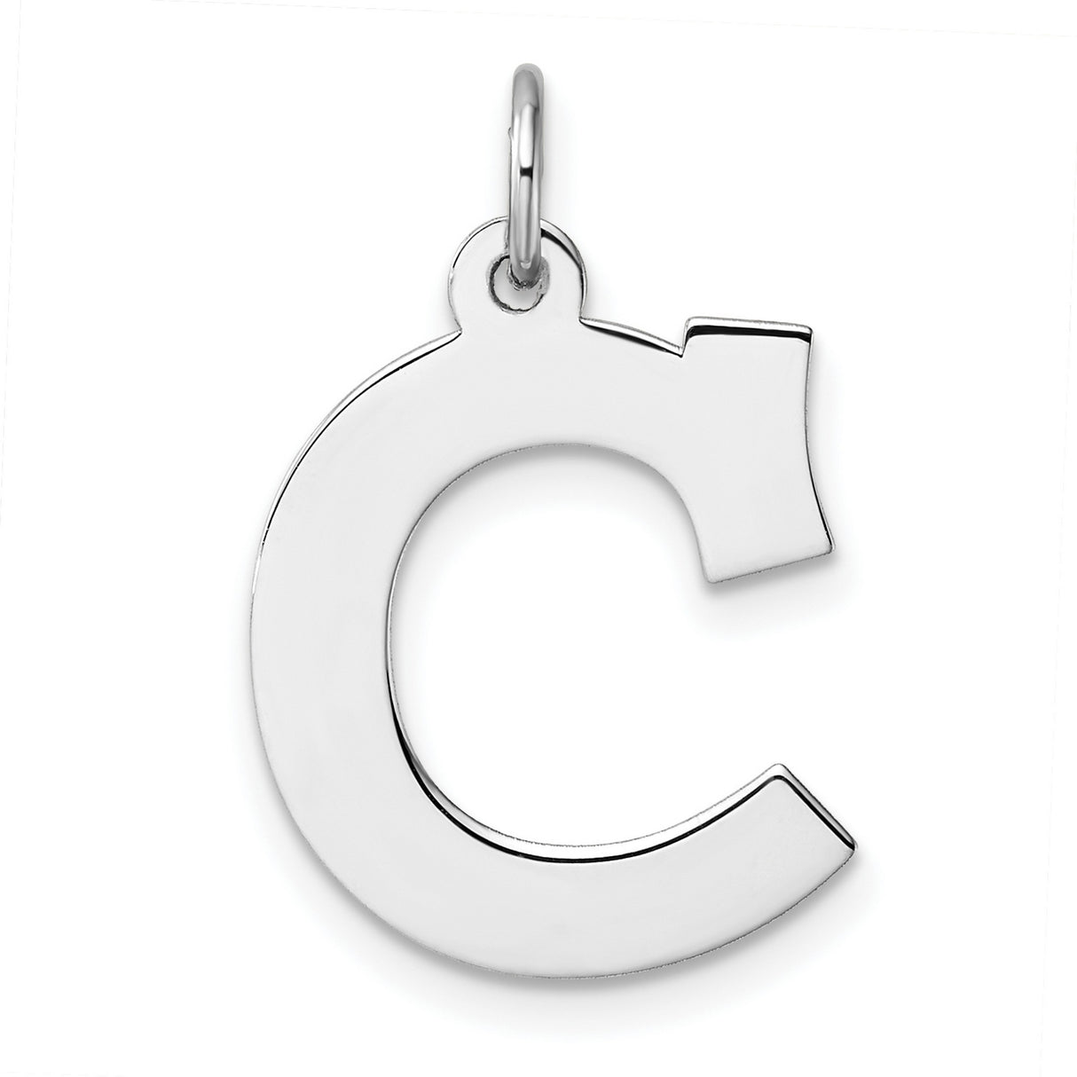 Sterling Silver Initial C Pendant, Block Letter Monogram Charm for Women and Unisex