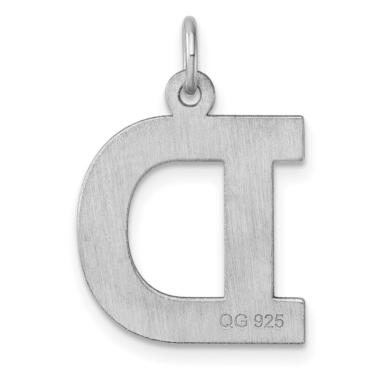 Sterling Silver Letter D Pendant Charm, Polished Block Initial, Unisex Monogram Jewelry