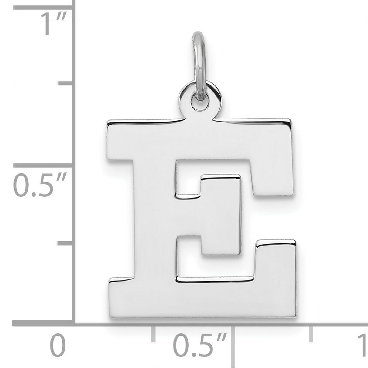 Sterling Silver Letter E Pendant, Bold Block Design, Polished Finish, Unisex Initial Charm