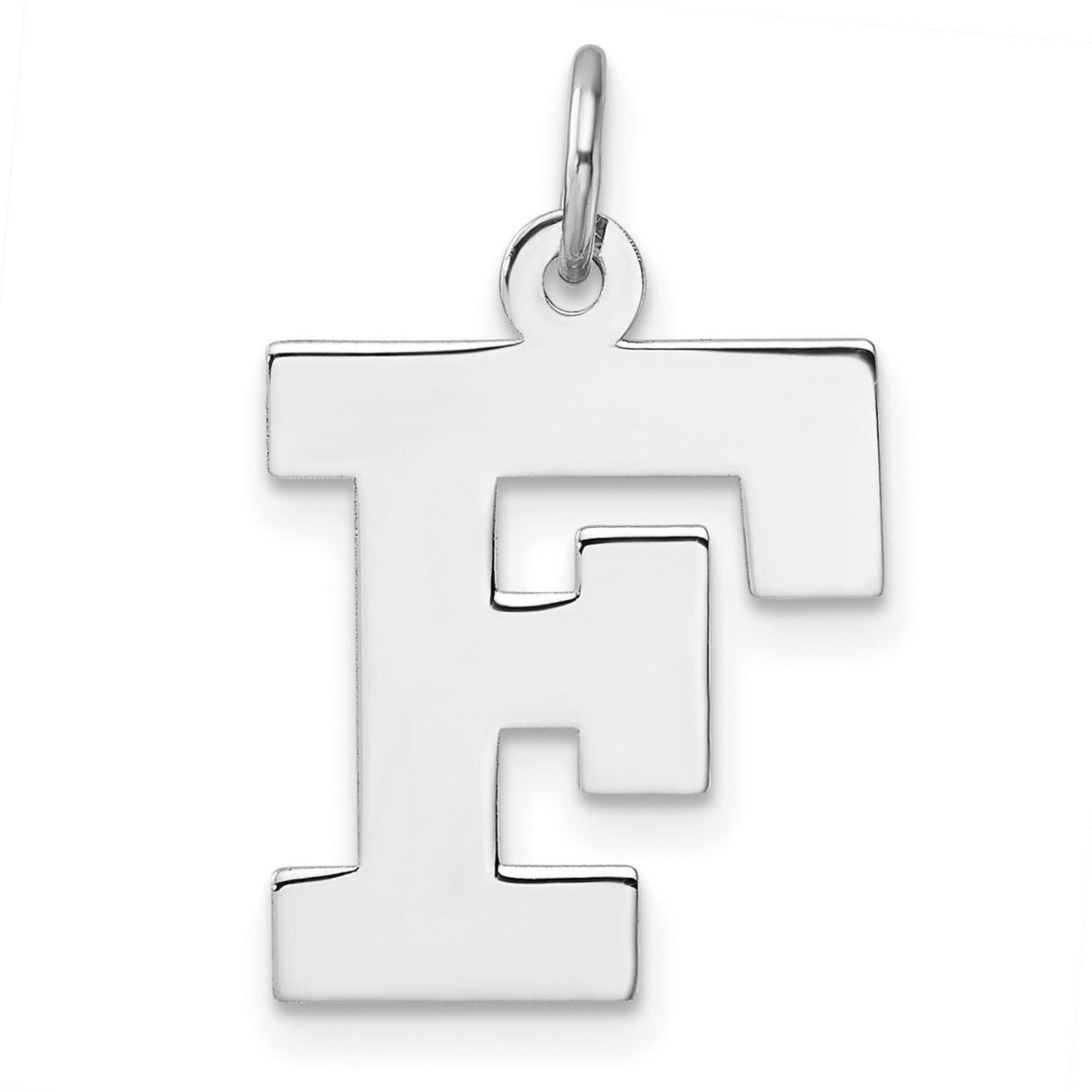 Sterling Silver Letter F Pendant, Bold Block Initial Charm for Men or Women