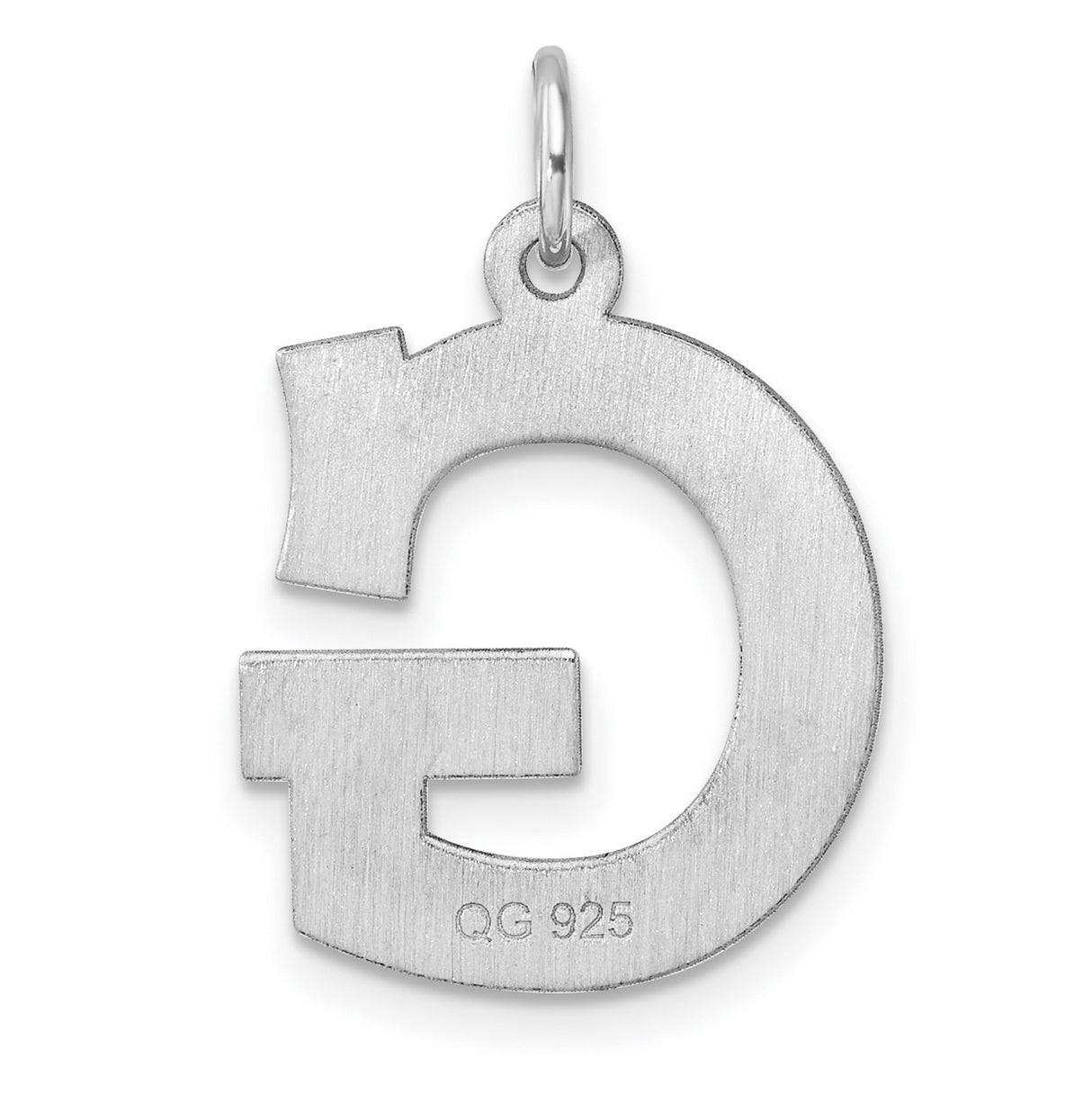 Sterling Silver Initial Pendant Letter G Charm, Polished Block Design, Unisex Monogram Jewelry