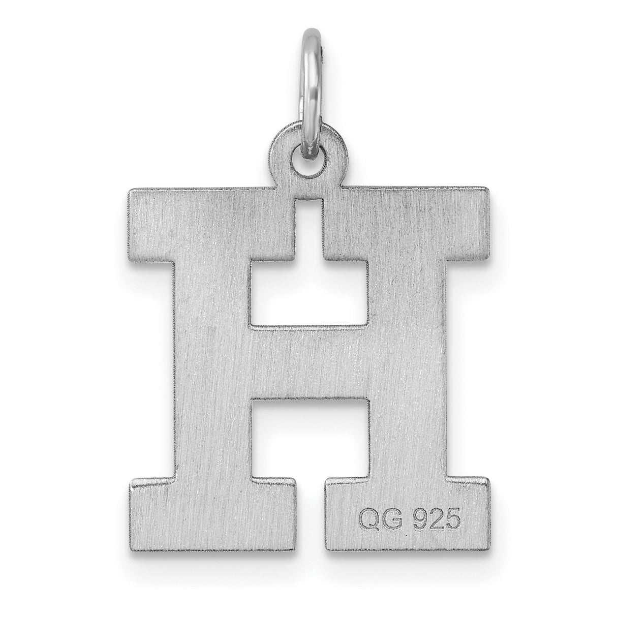 Sterling Silver Letter H Pendant Charm, Bold Block Initial Design, Unisex Alphabet Jewelry
