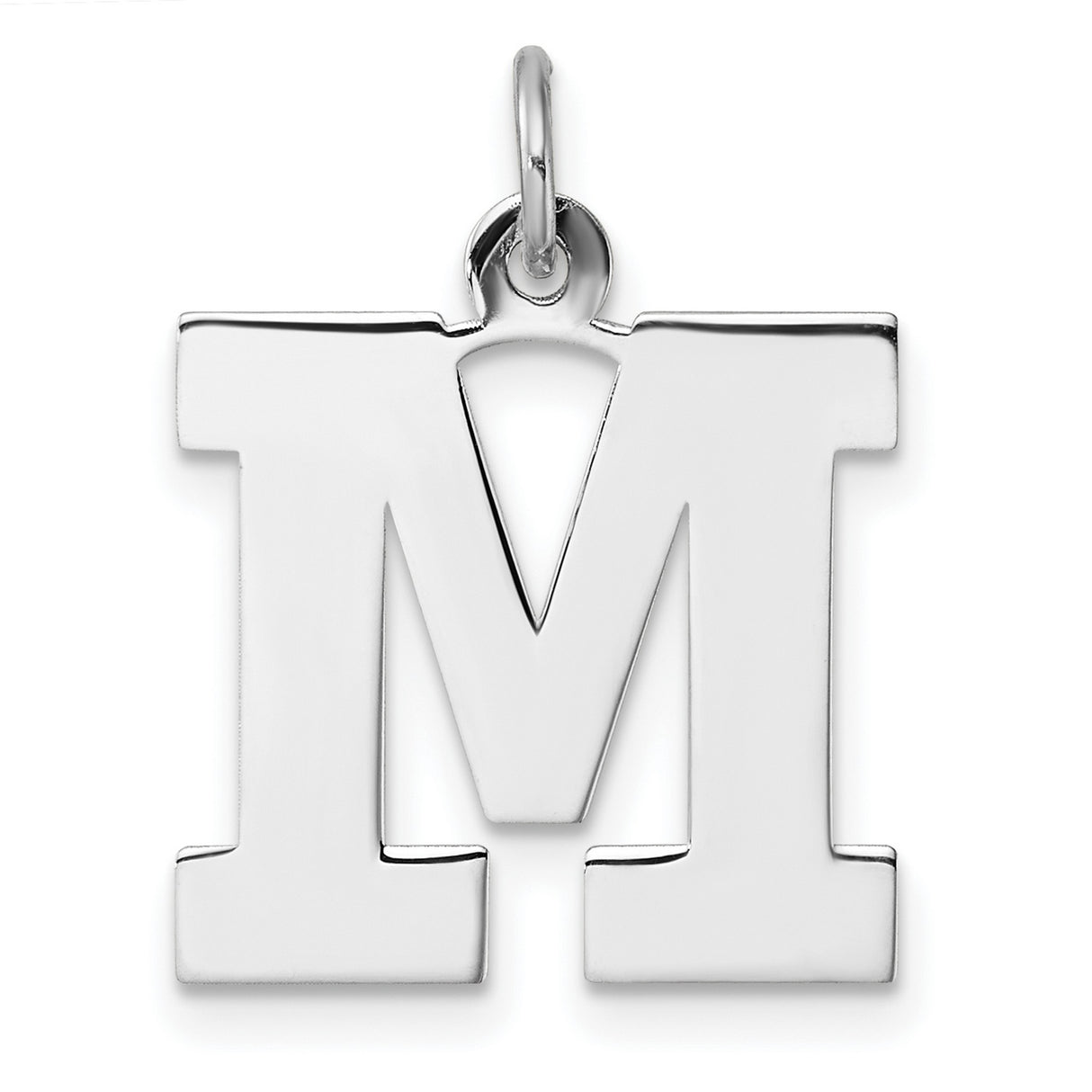 Sterling Silver Initial M Pendant or Charm, Bold Block Letter Monogram Jewelry for Women or Unisex