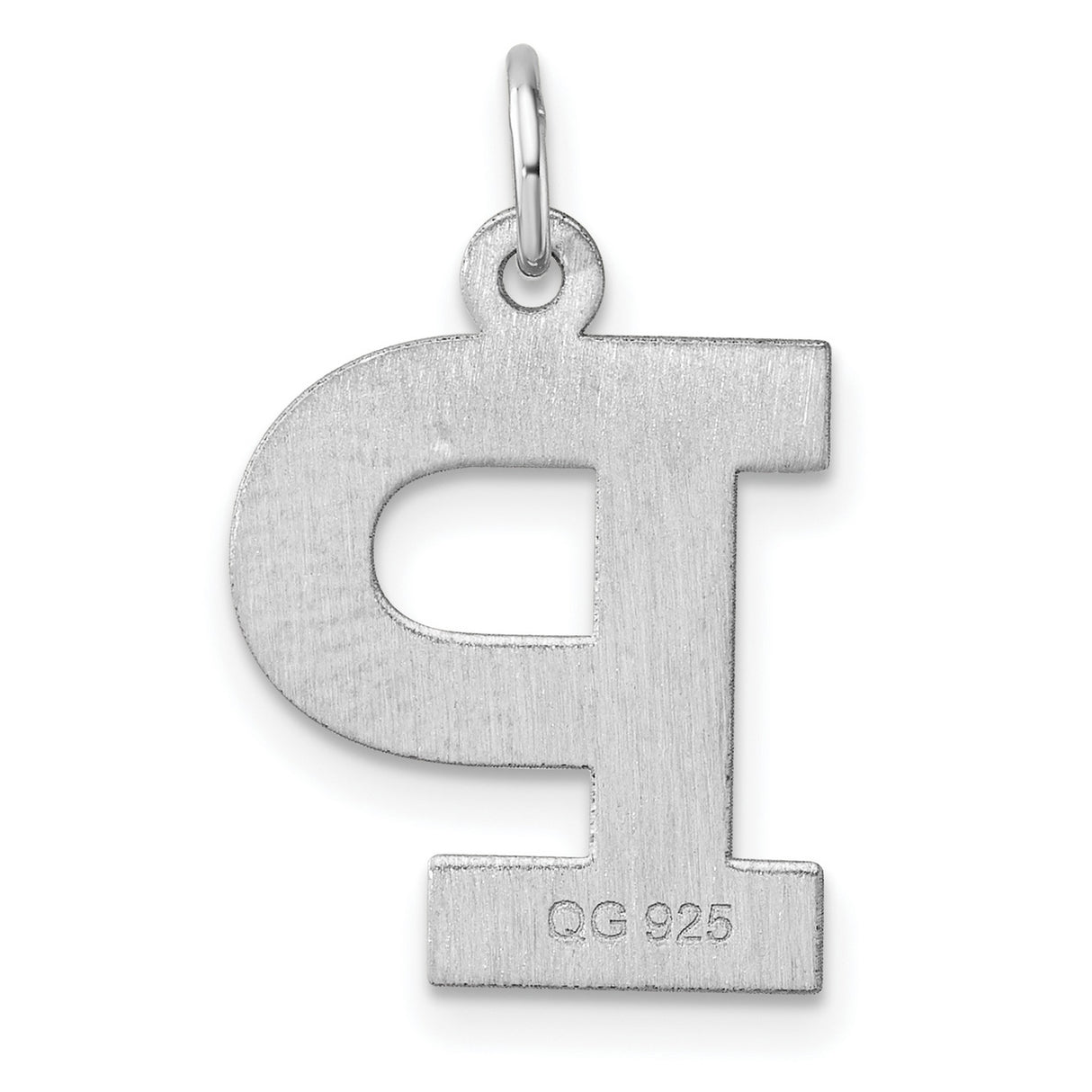 Sterling Silver Initial Pendant, Letter P Charm, Polished Block Monogram Design, Unisex Jewelry