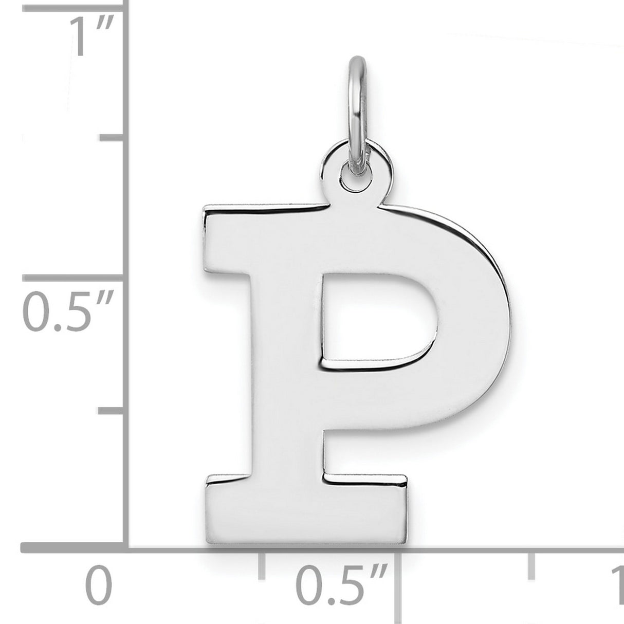 Sterling Silver Initial Pendant, Letter P Charm, Polished Block Monogram Design, Unisex Jewelry