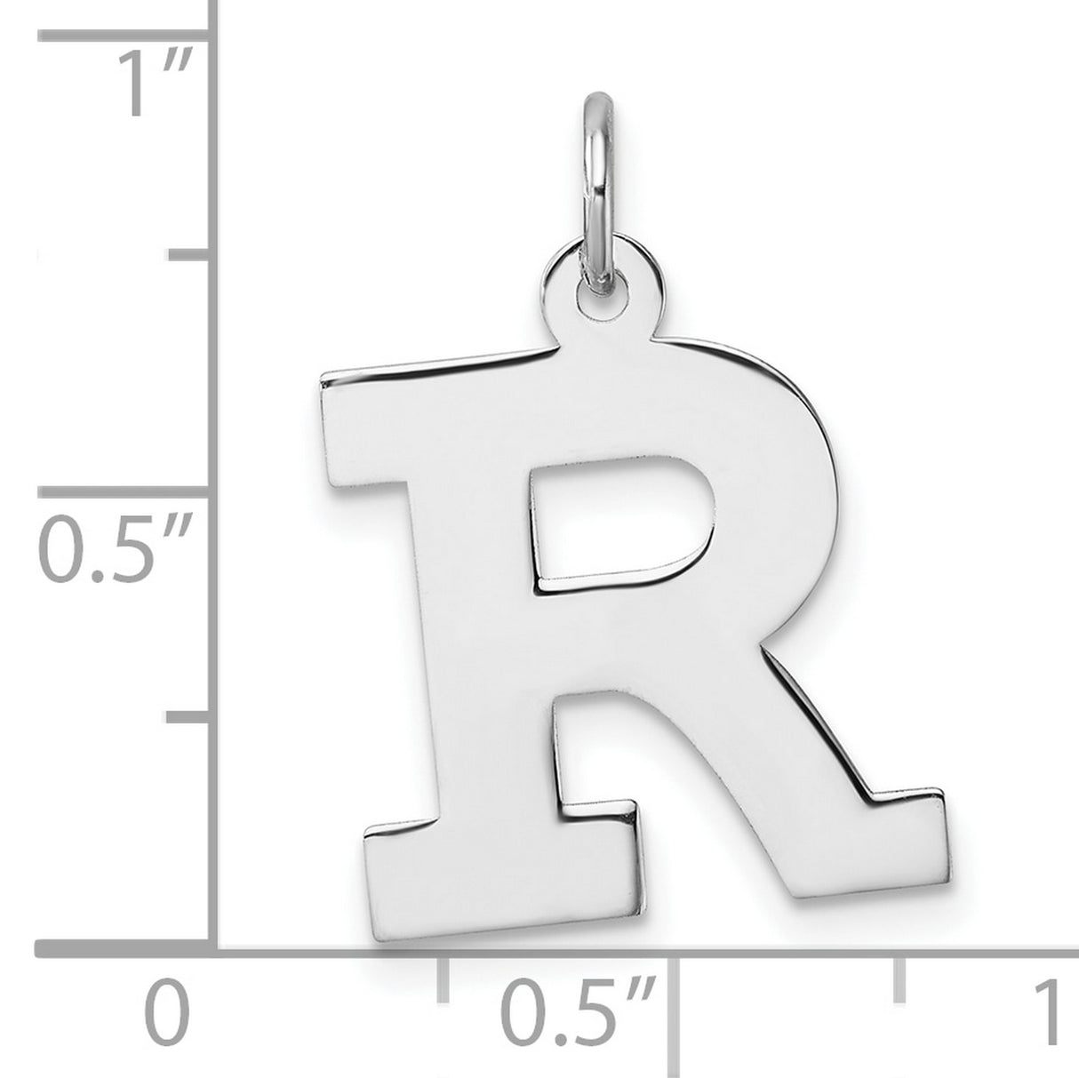 Sterling Silver Letter R Pendant Charm, Polished Initial Jewelry for Men or Women