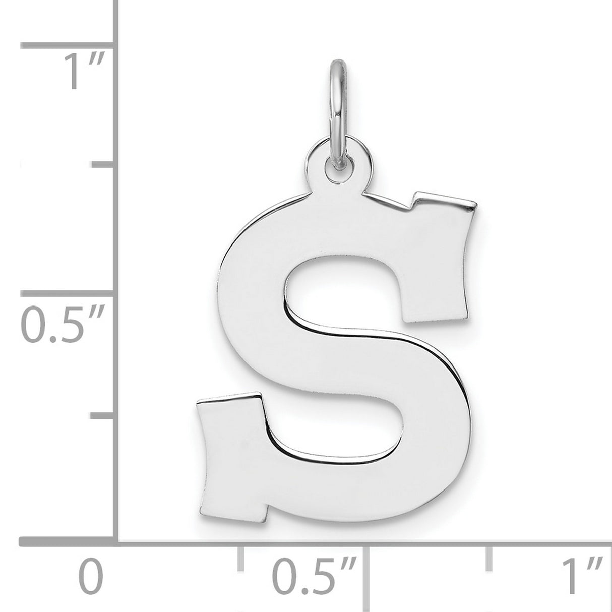 Sterling Silver Letter S Pendant Charm, Polished Block Initial Design, Unisex Jewelry