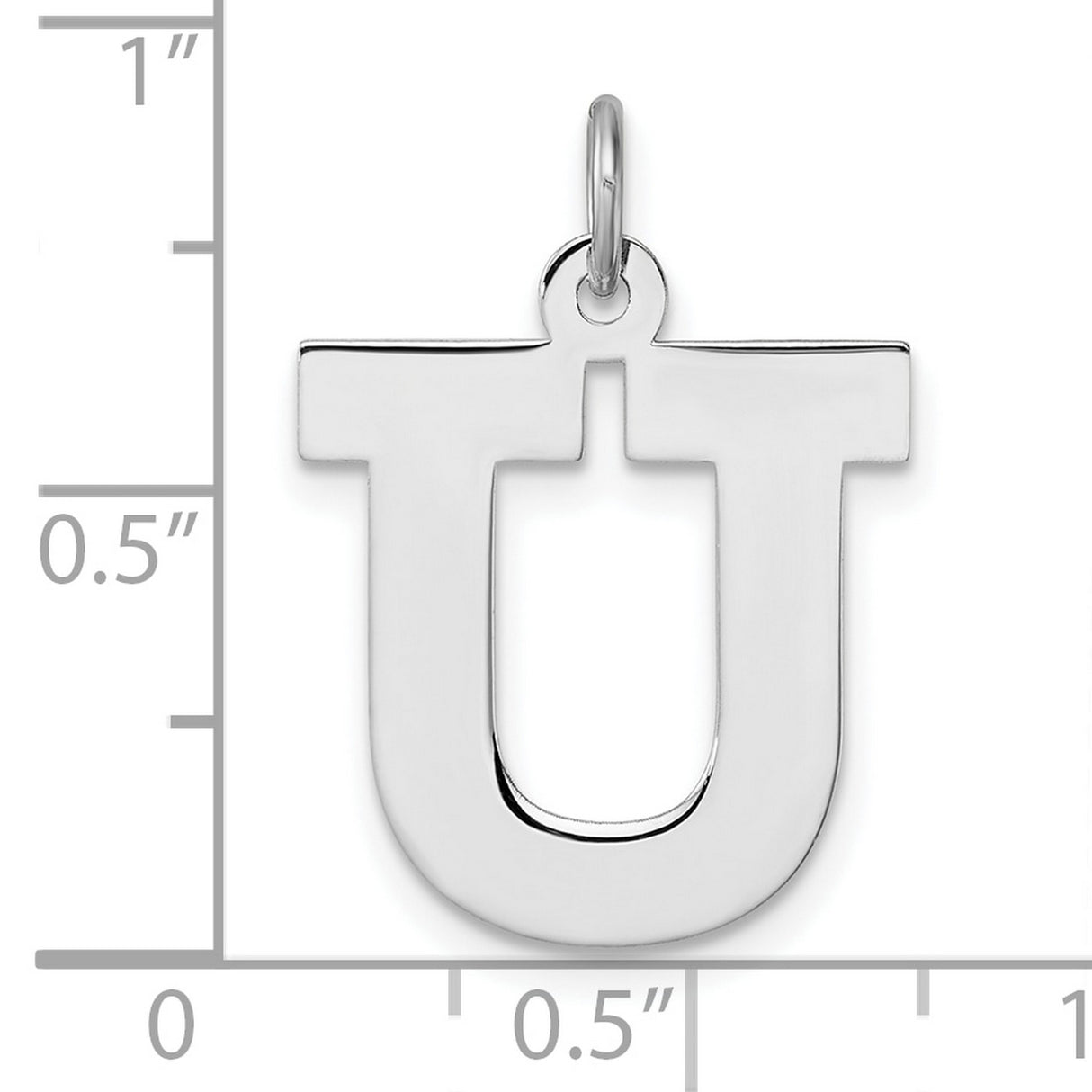 Sterling Silver Initial U Pendant, Polished Block Letter Charm Jewelry for Women or Unisex Wear