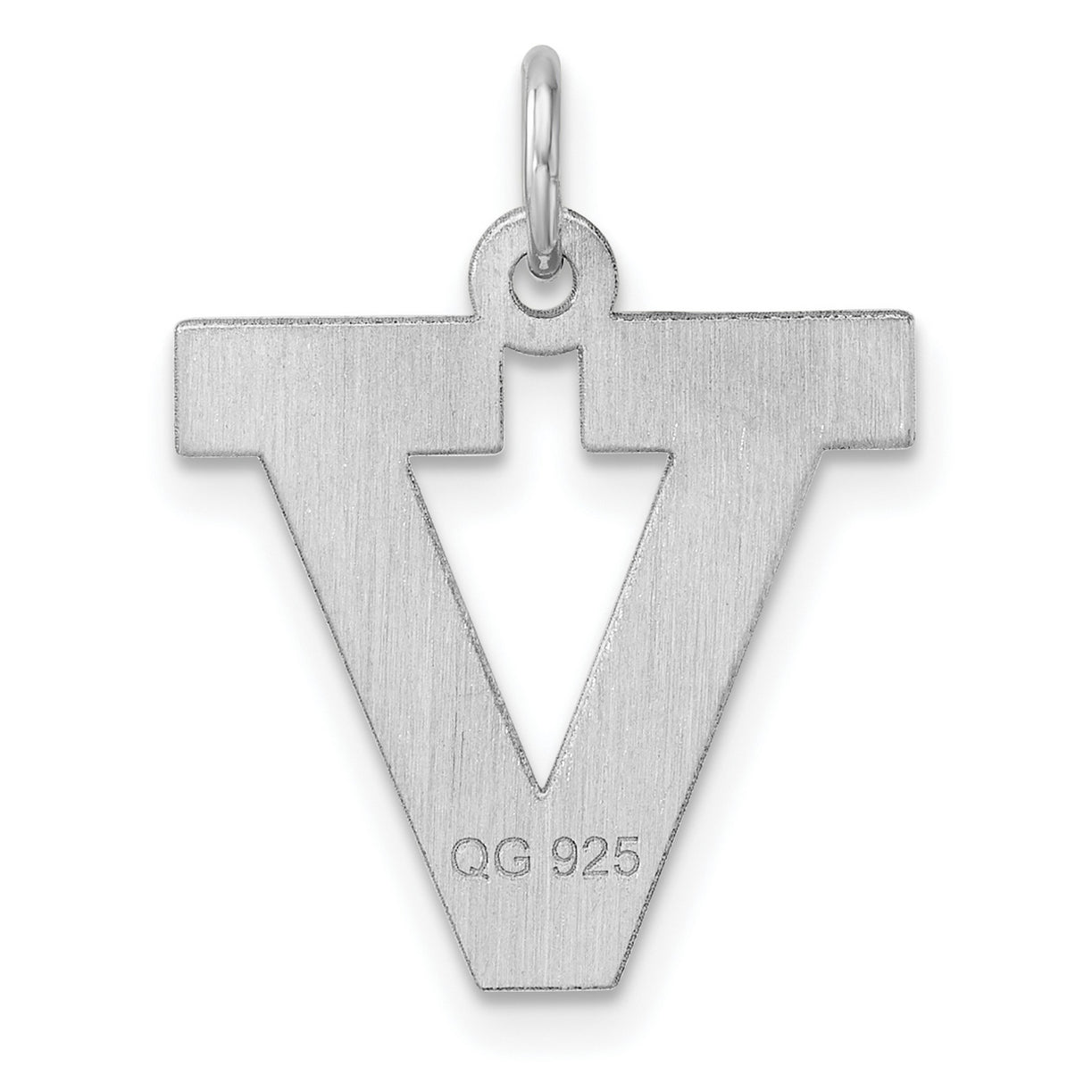 Sterling Silver Letter V Pendant with Cutout Christian Cross Symbol, Unisex Religious Jewelry