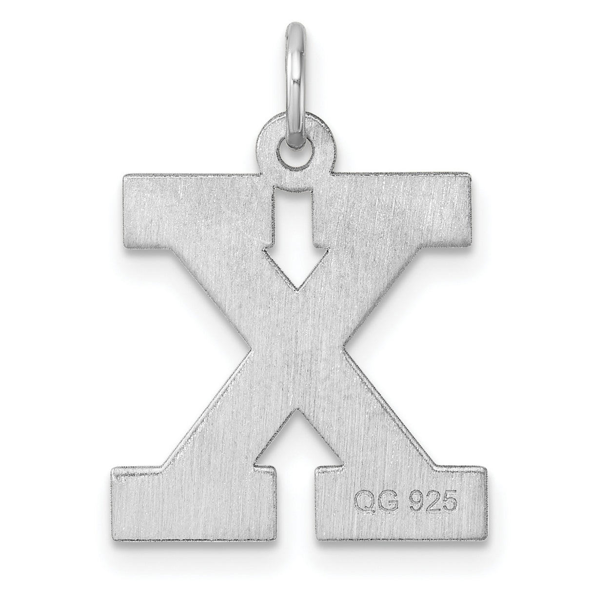 Sterling Silver Letter X Pendant Charm, Polished Block Initial, Unisex Alphabet Jewelry