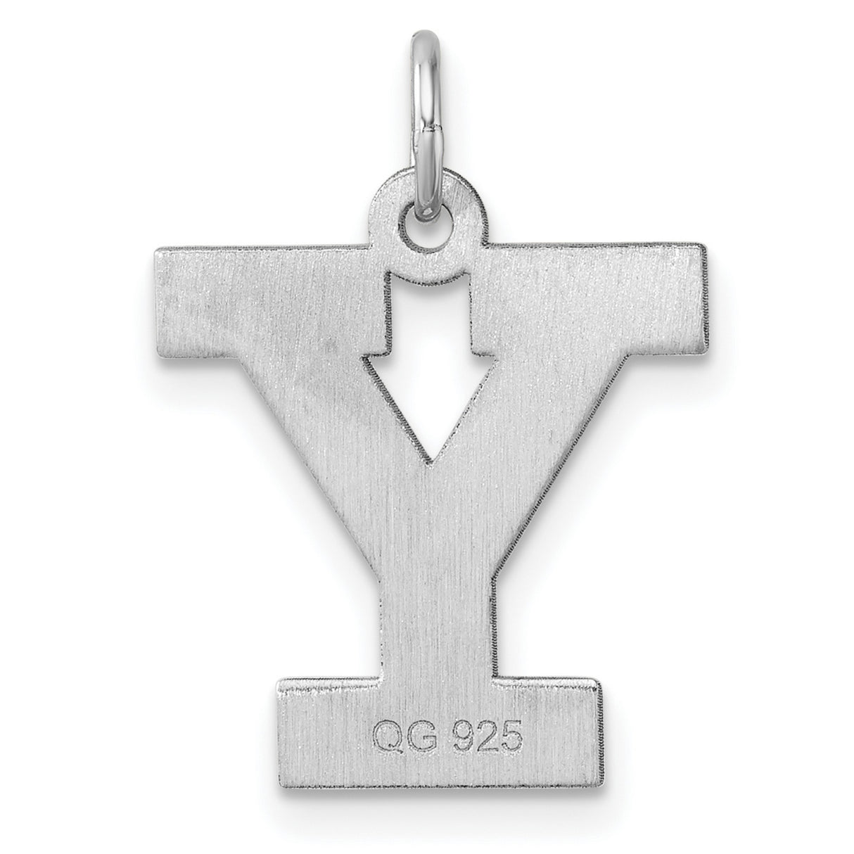 Sterling Silver Pendant Charm with Cutout Block Letter Y, Bold Uppercase Alphabet Design