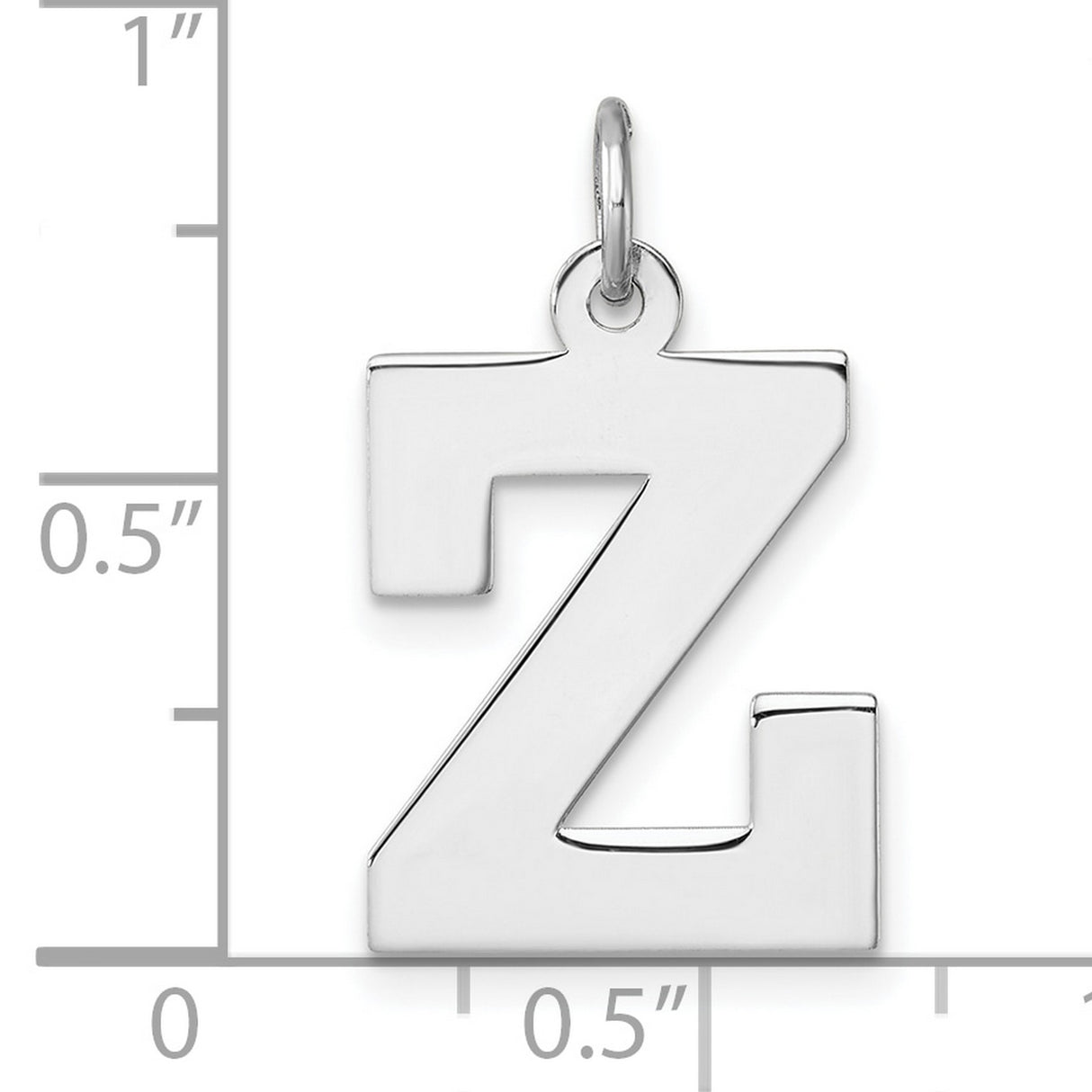 Sterling Silver Letter Z Pendant Charm, Polished Block Font Initial Jewelry for Men and Women