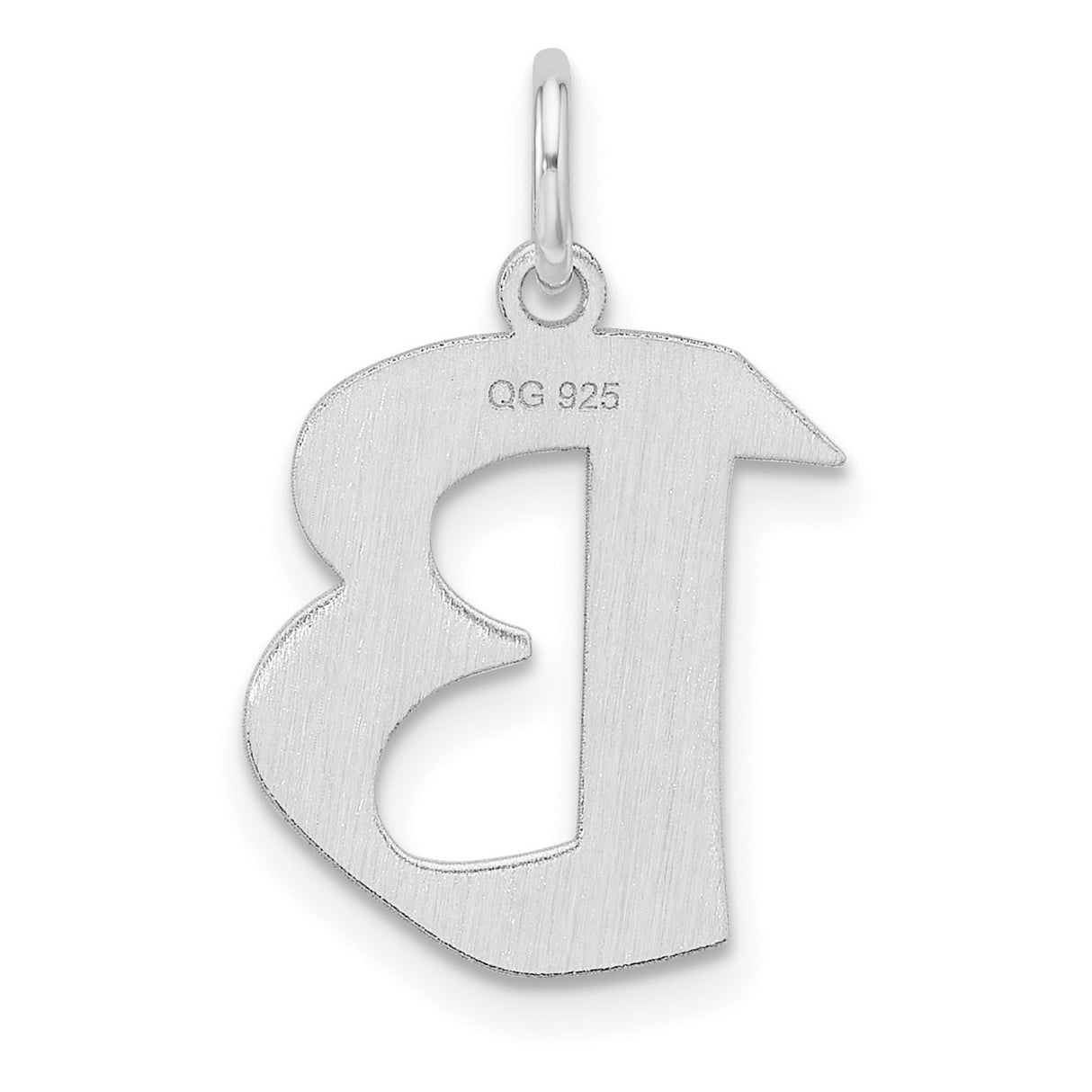 Sterling Silver Letter B Pendant Charm, Bold Block Alphabet Style for Women or Unisex Wear