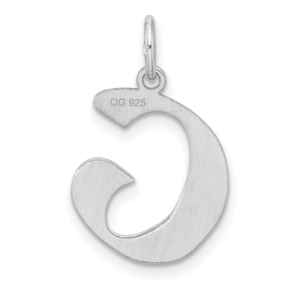 Sterling Silver Initial Pendant Charm, Script Letter G, Polished Modern Style
