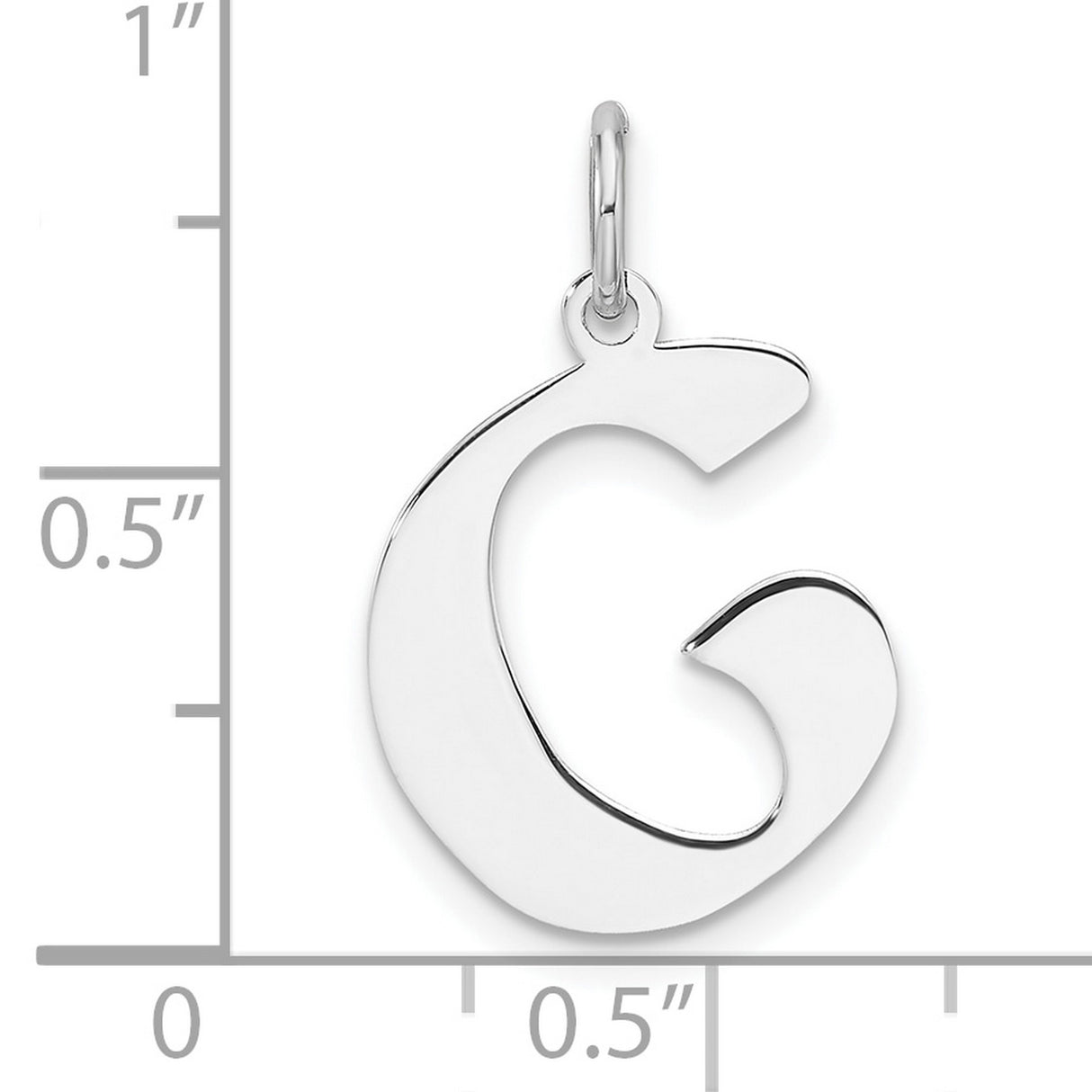Sterling Silver Initial Pendant Charm, Script Letter G, Polished Modern Style