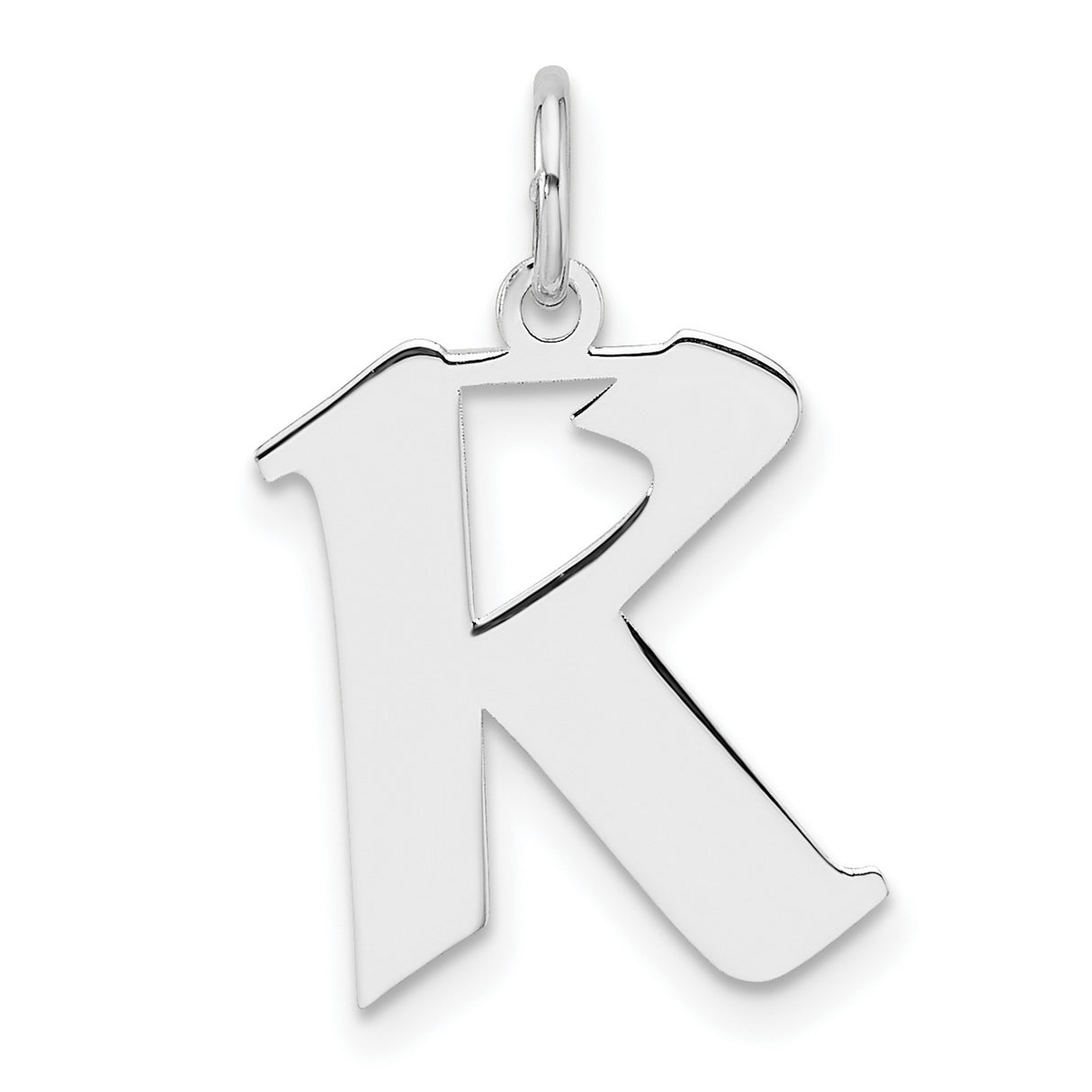 Sterling Silver Pendant, Bold Letter K Alphabet Charm, Polished Monogram Jewelry for Women or Unisex