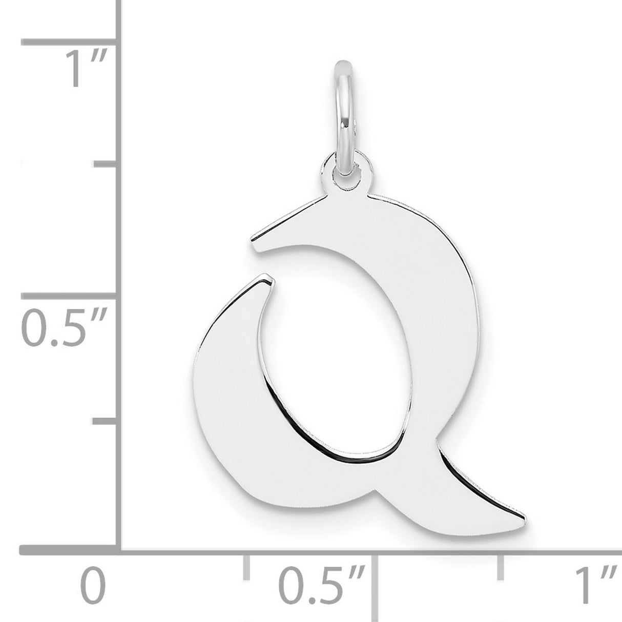 Sterling Silver Initial Q Pendant, Polished Script Letter Charm, Minimalist Alphabet Jewelry