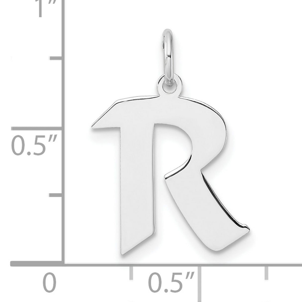 Sterling Silver Letter R Pendant Charm, Bold Block Font, Unisex Alphabet Jewelry