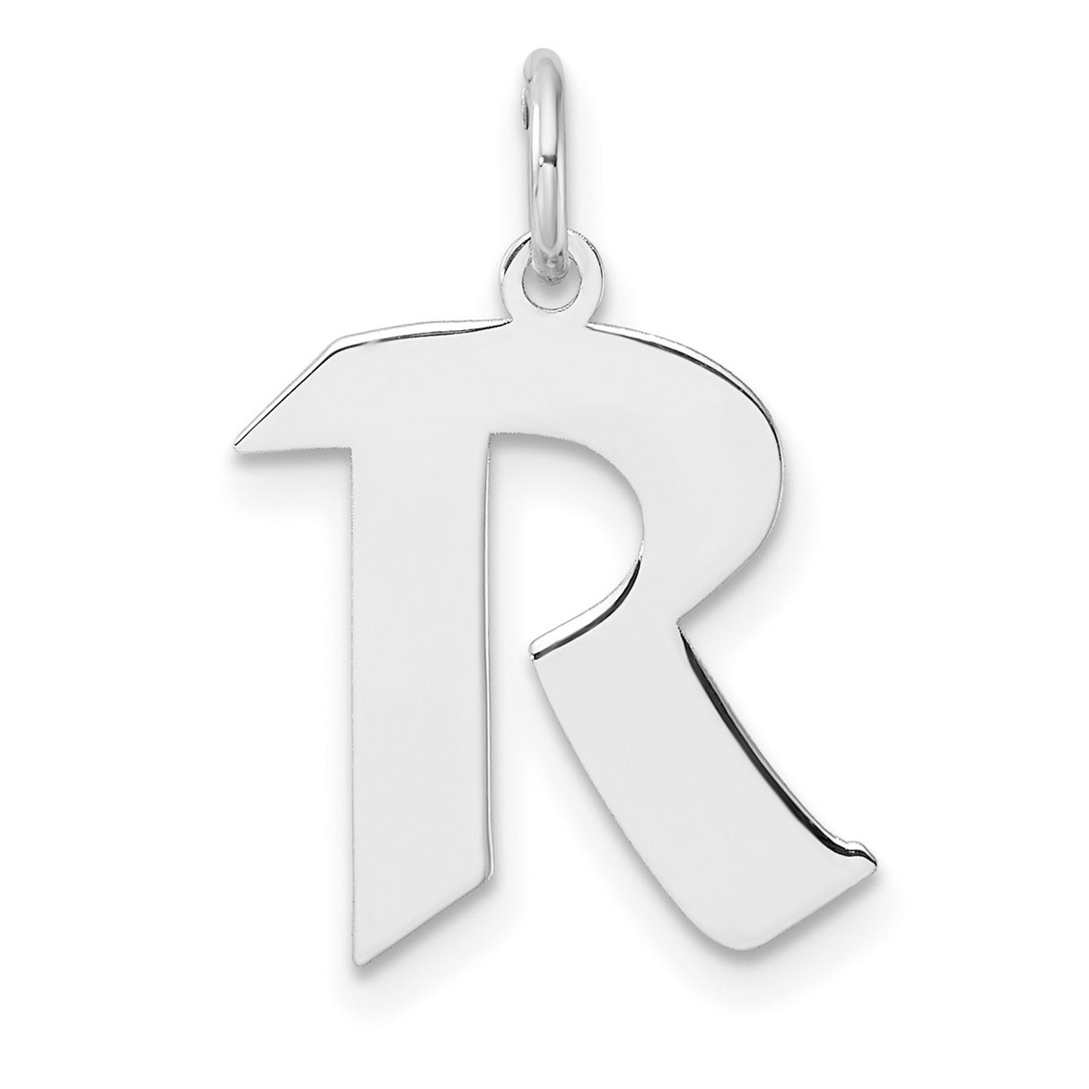 Sterling Silver Letter R Pendant Charm, Bold Block Font, Unisex Alphabet Jewelry