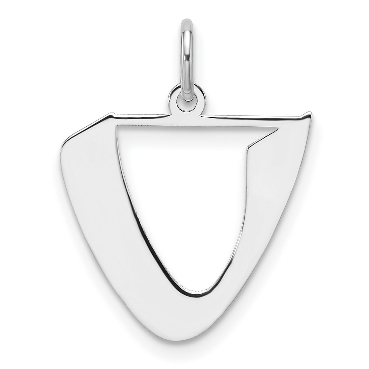 Sterling Silver Shield Pendant with Stylized Open Shield Design, Modern Minimalist Jewelry