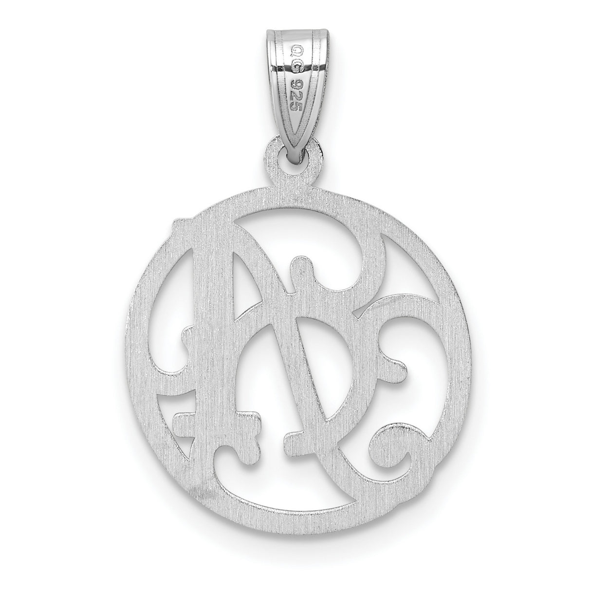 Sterling Silver Letter A Pendant, Ornate Script Monogram Circular Charm for Women
