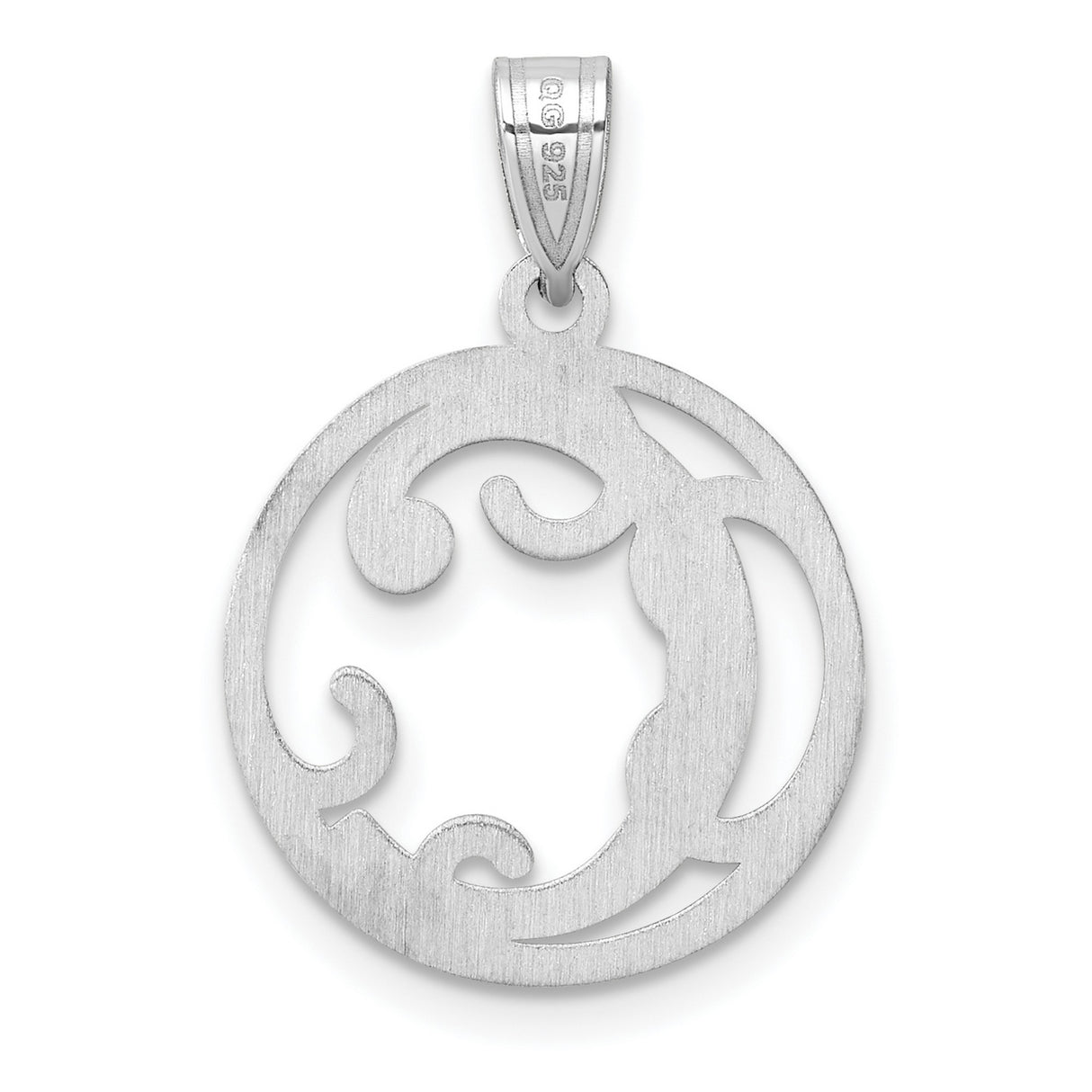 Sterling Silver Pendant, Initial C Scroll Design Openwork Script Letter Charm for Women