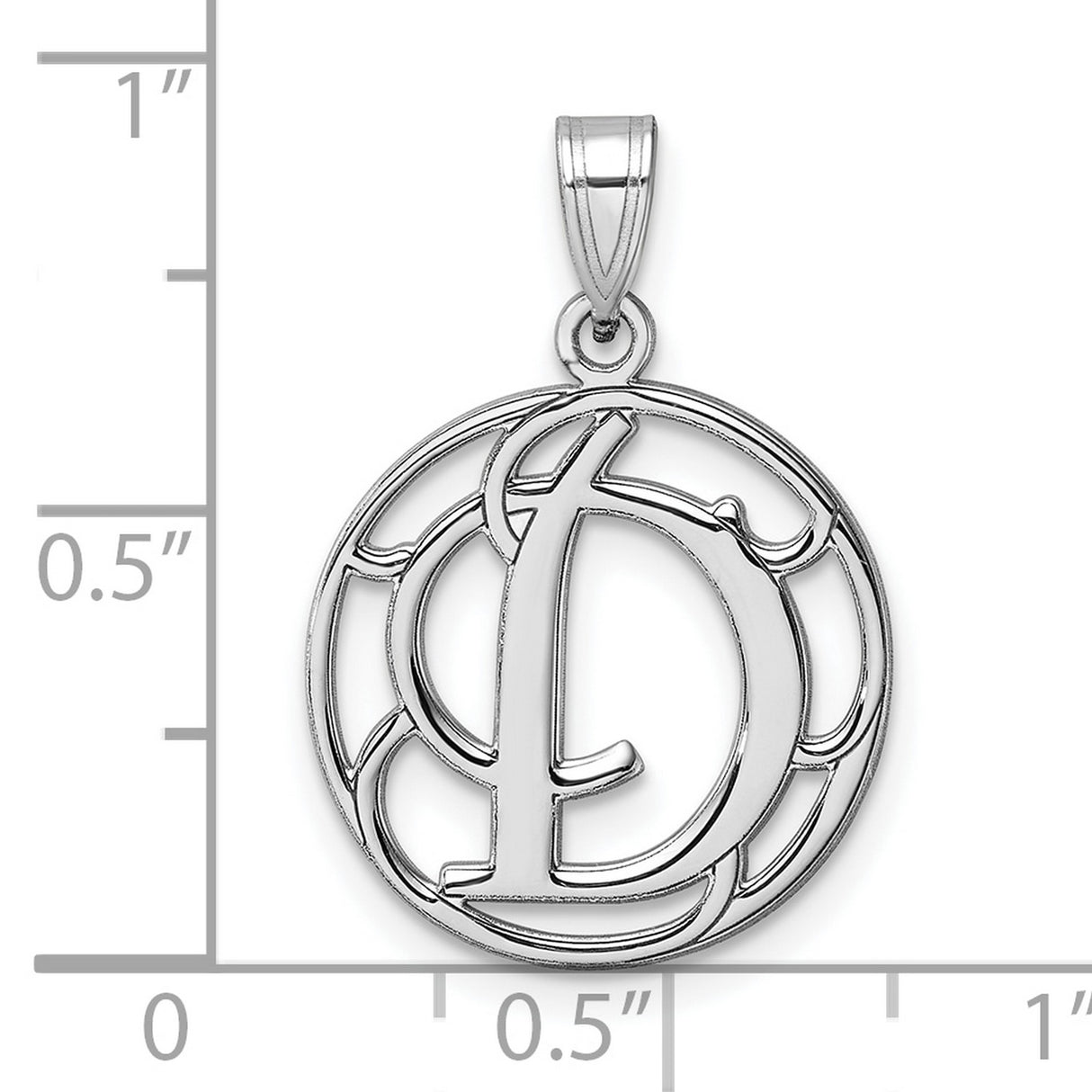 Sterling Silver Pendant, Decorative Script Letter D in Circular Openwork Design