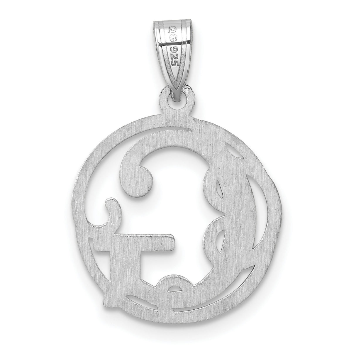 Sterling Silver Pendant, Script Letter G, Filigree Monogram Charm for Women