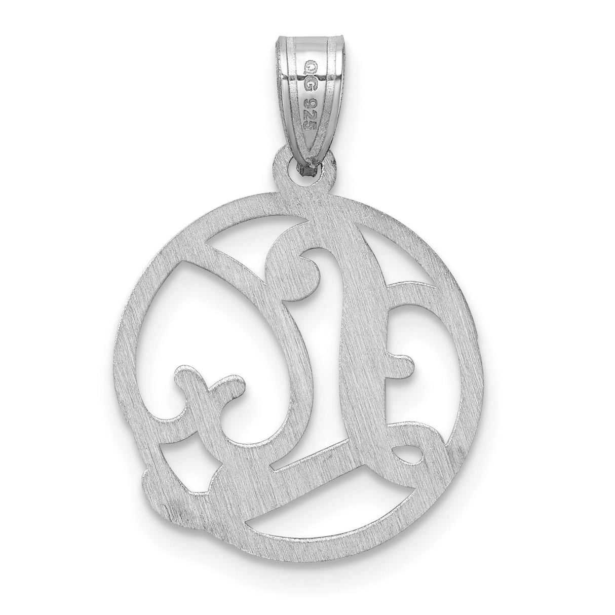Sterling Silver Initial Pendant with Openwork Circle, Script Letter L Design for Women