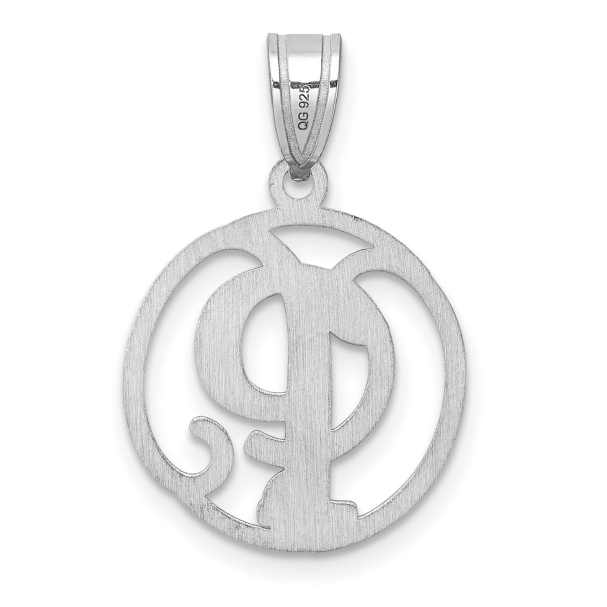 Sterling Silver Monogram Pendant with Script Letter P in Open Circle Design