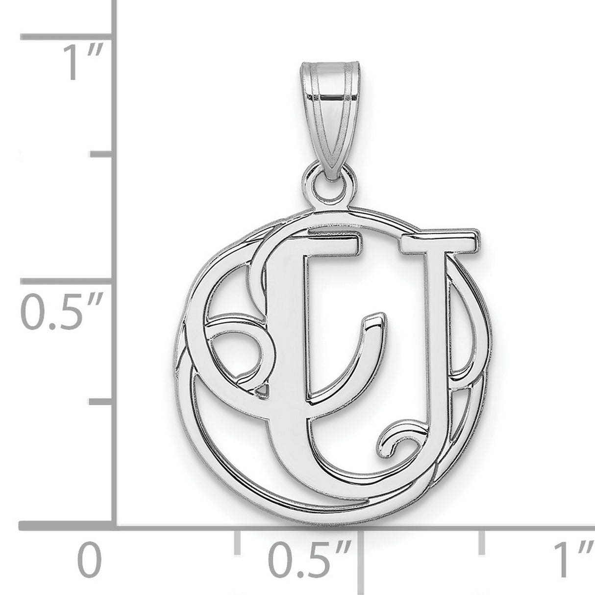 Sterling Silver Monogram Pendant with CJ Interlocking Letters, Ornate Script Initial Charm