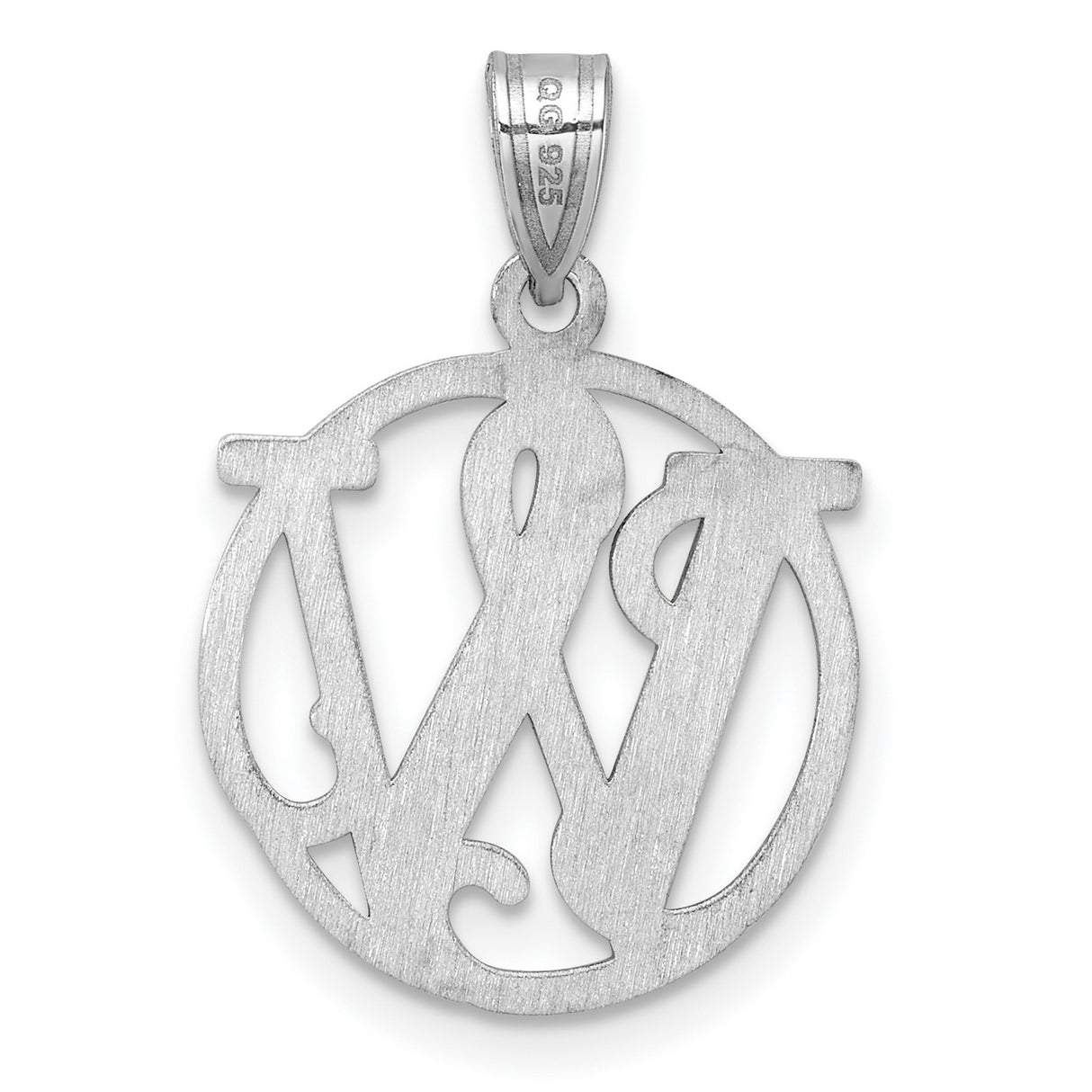Sterling Silver Pendant with Intertwined W P Monogram Letters in Circular Frame Design