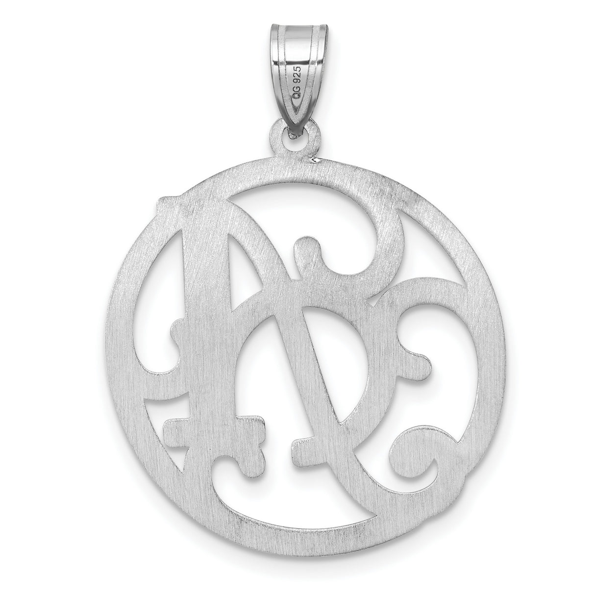 Sterling Silver Monogram Pendant, Script Letter A with Circular Filigree Design